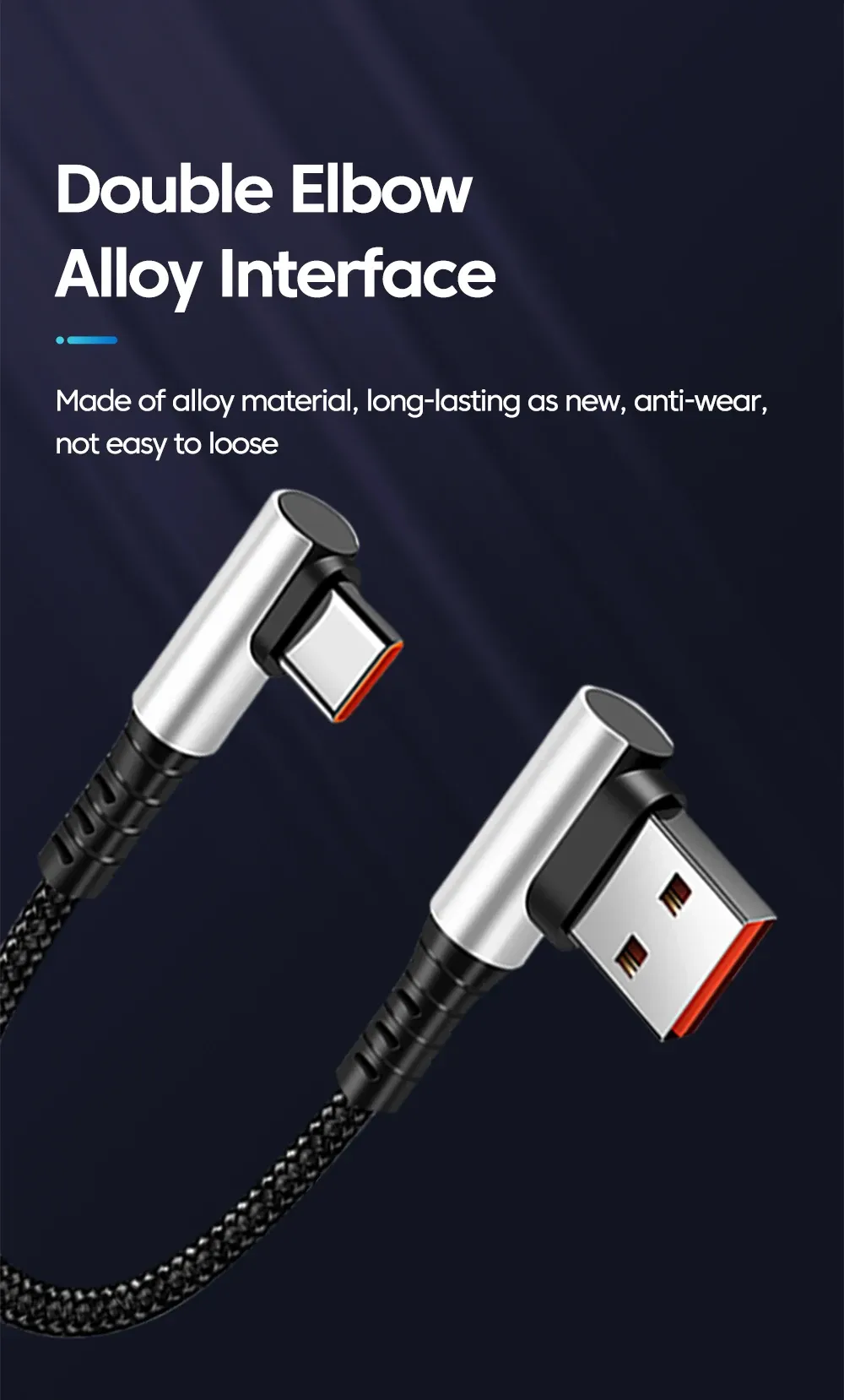 6A Fast Charging USB-C to USB-C Cable 0.25M/0.5M, 90 Degree Elbow, Data Sync Cord for iPhone 15, iPad, Power Banks, Supports PD Quick Charge showcase 8