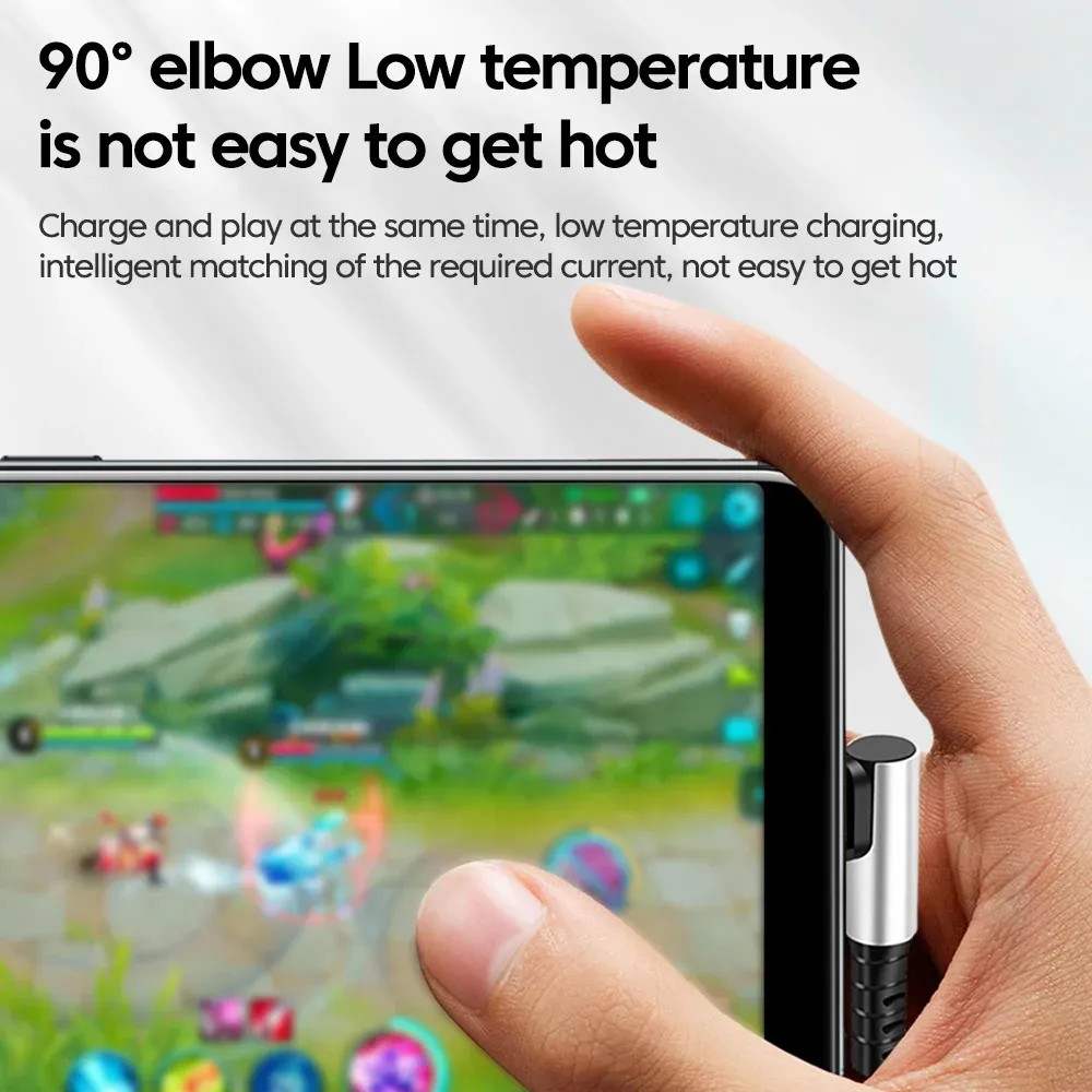 6A Fast Charging USB-C to USB-C Cable 0.25M/0.5M, 90 Degree Elbow, Data Sync Cord for iPhone 15, iPad, Power Banks, Supports PD Quick Charge thumbnail 3