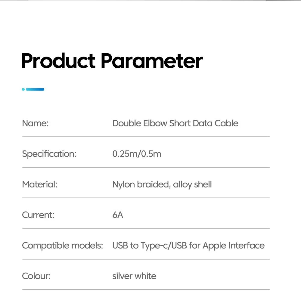 6A Fast Charging USB-C to USB-C Cable 0.25M/0.5M, 90 Degree Elbow, Data Sync Cord for iPhone 15, iPad, Power Banks, Supports PD Quick Charge showcase 10
