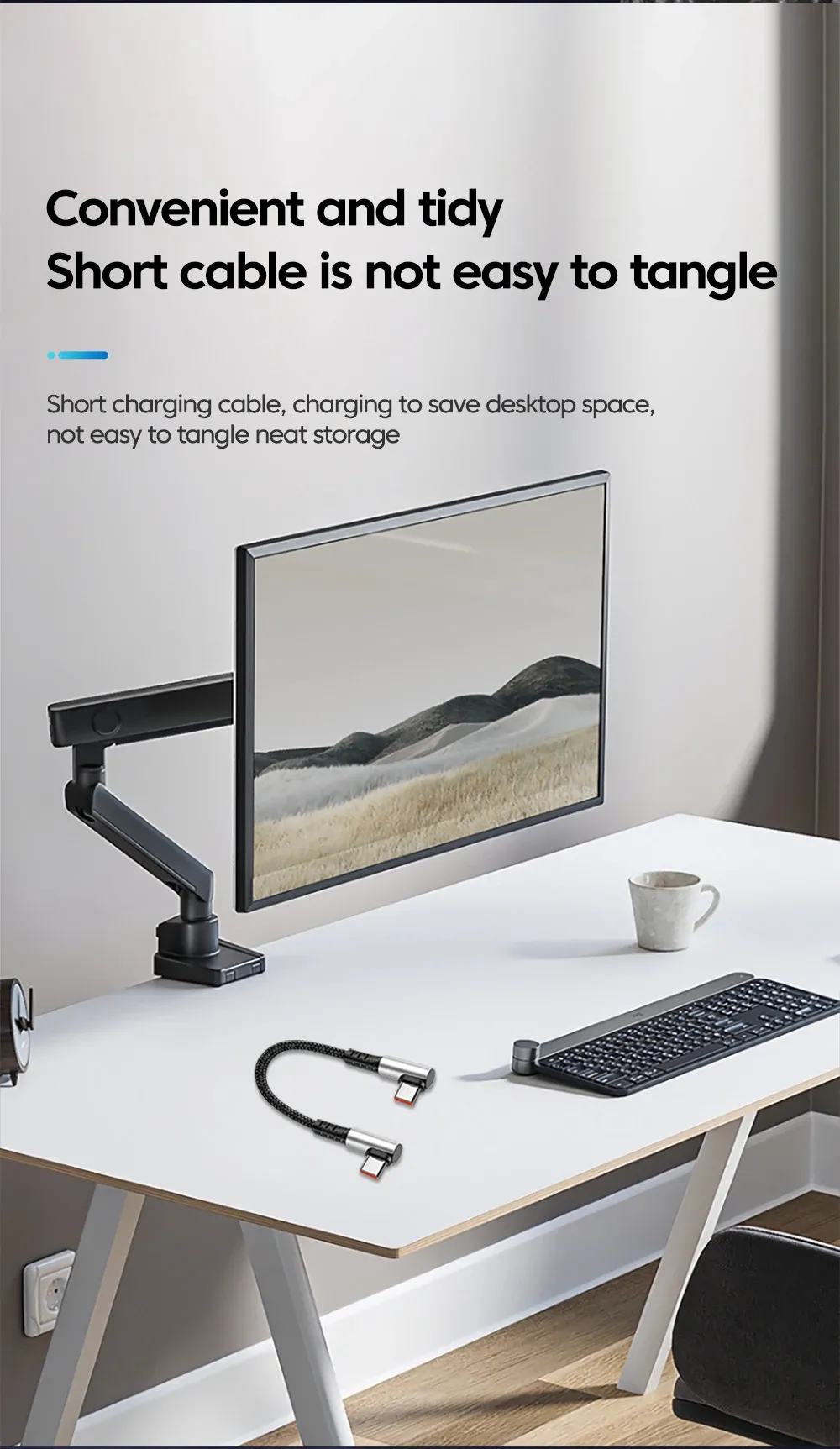 6A Fast Charging USB-C to USB-C Cable 0.25M/0.5M, 90 Degree Elbow, Data Sync Cord for iPhone 15, iPad, Power Banks, Supports PD Quick Charge showcase 7