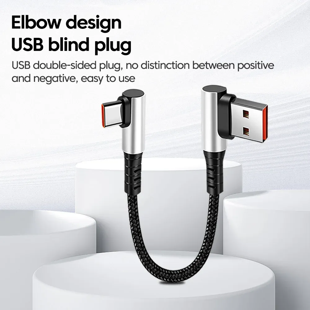 6A Fast Charging USB-C to USB-C Cable 0.25M/0.5M, 90 Degree Elbow, Data Sync Cord for iPhone 15, iPad, Power Banks, Supports PD Quick Charge thumbnail 6