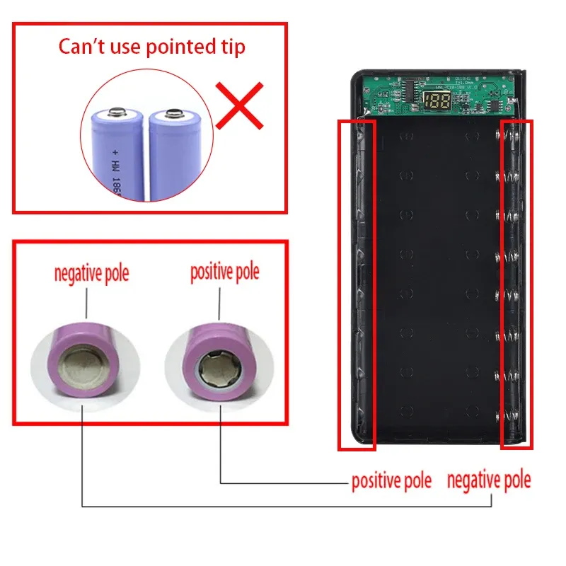 DIY 8x 18650 Battery Power Bank Case with Dual USB & Type-C PD QC3.0 Fast Charge, LCD Display, LED Light - Portable Charger Box for Smartphones showcase 1