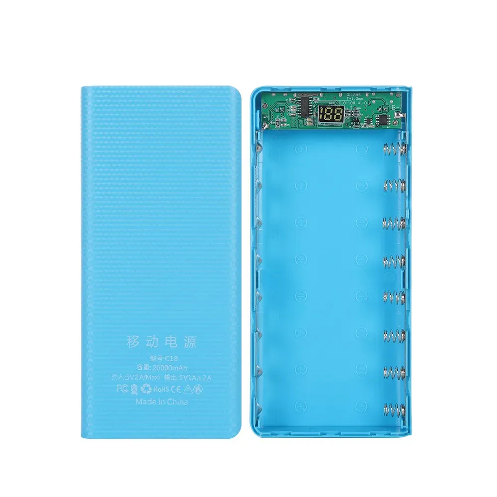 DIY 8x 18650 Battery Power Bank Case with Dual USB & Type-C PD QC3.0 Fast Charge, LCD Display, LED Light - Portable Charger Box for Smartphones showcase 10