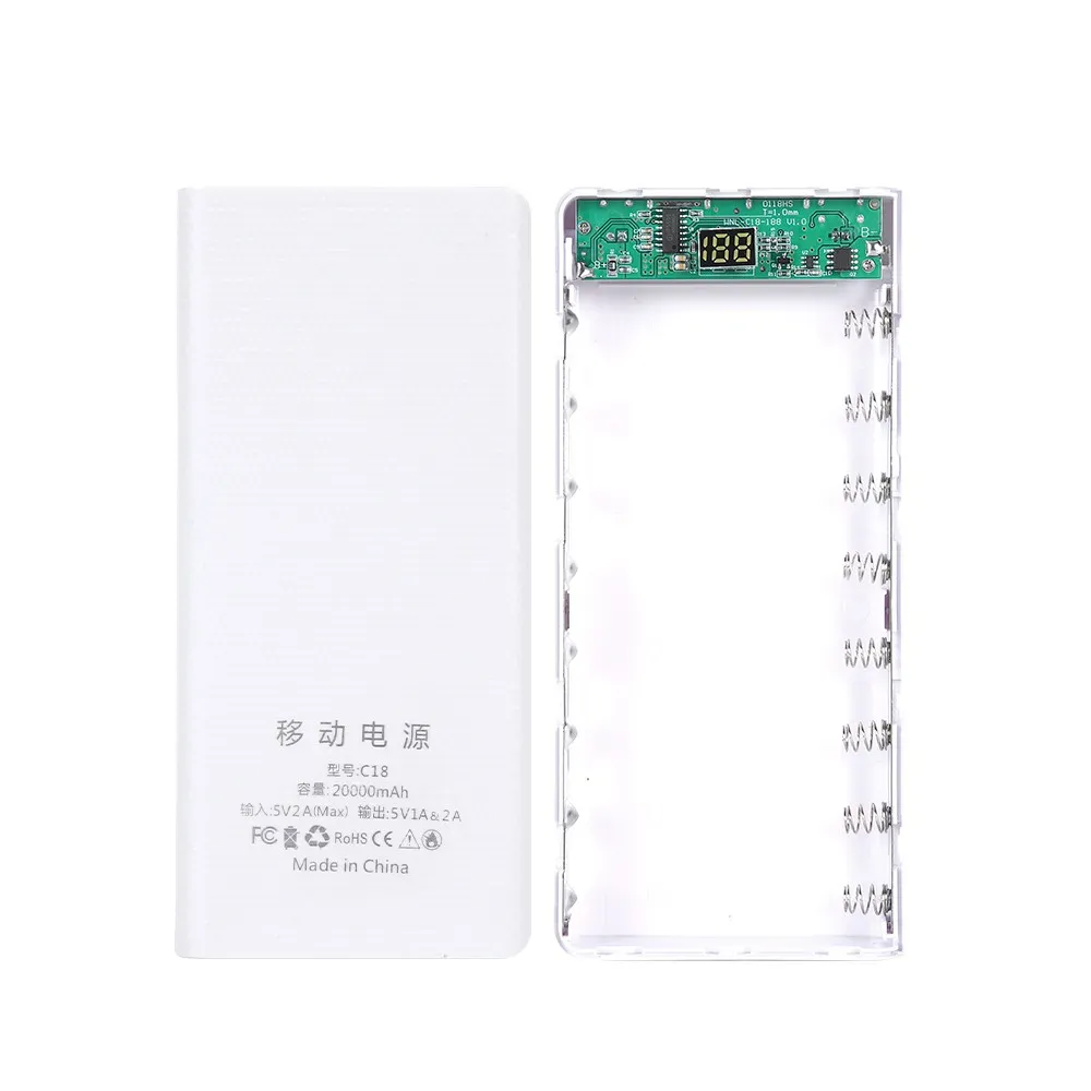 DIY 8x 18650 Battery Power Bank Case with Dual USB & Type-C PD QC3.0 Fast Charge, LCD Display, LED Light - Portable Charger Box for Smartphones showcase 8