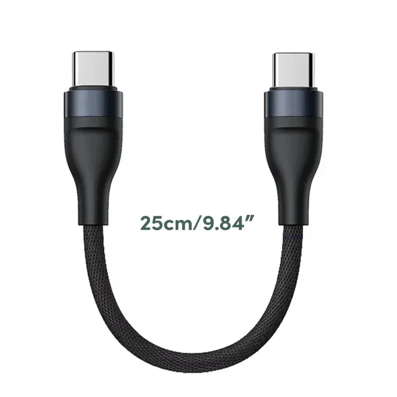65W USB-C to USB-C Fast Charging Cable 25cm Short Cord for iPhone Samsung MacBook, PD Power Delivery Data Sync, Durable Nylon Braided Portable Charger showcase 7