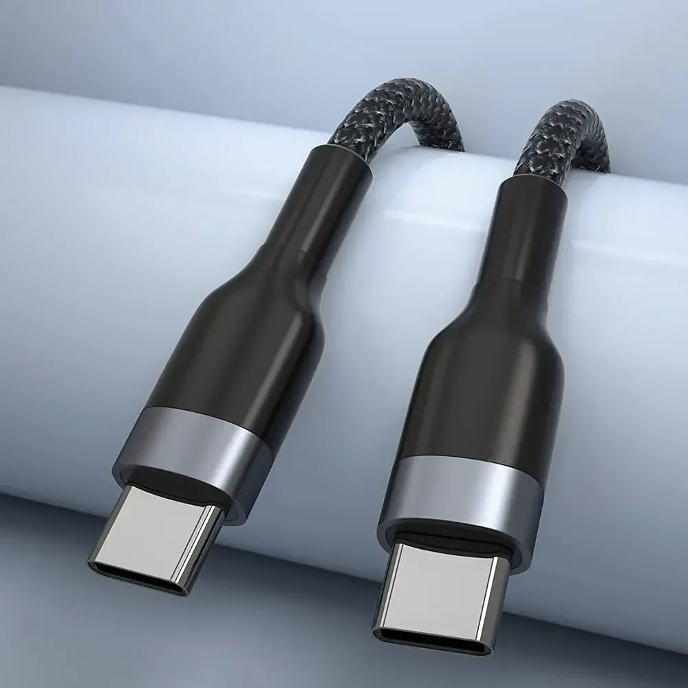 65W USB-C to USB-C Fast Charging Cable 25cm Short Cord for iPhone Samsung MacBook, PD Power Delivery Data Sync, Durable Nylon Braided Portable Charger showcase 2