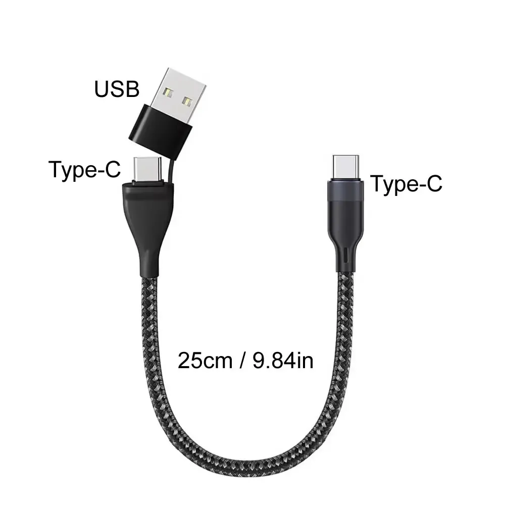 65W USB-C to USB-C Fast Charging Cable 25cm Short Cord for iPhone Samsung MacBook, PD Power Delivery Data Sync, Durable Nylon Braided Portable Charger showcase 9