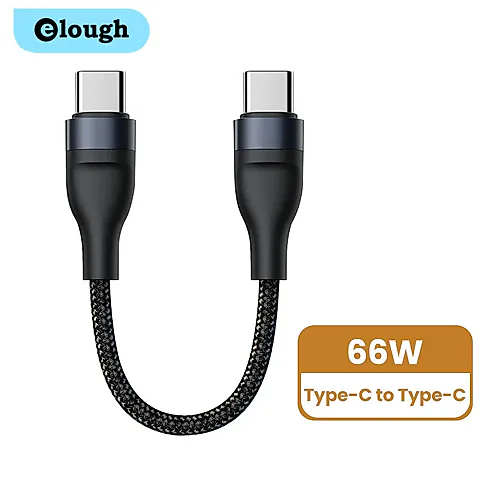 0.25M USB-C to USB-C Fast Charging Data Cable 66W, Short Type-C Cord for iPhone 15, Samsung, Huawei, and Portable Power Banks