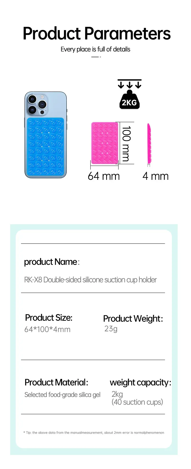 Double-Sided Silicone Sucker Phone Case with Detachable Stand for Hands-Free Selfies & Videos - Universal Fit, Portable Design showcase 3