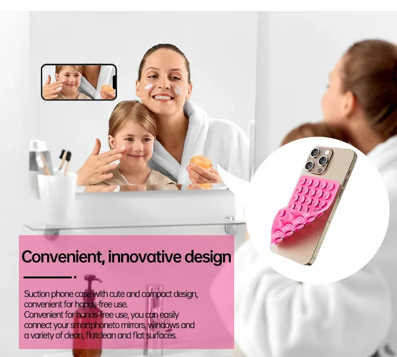 Double-Sided Silicone Sucker Phone Case with Detachable Stand for Hands-Free Selfies & Videos - Universal Fit, Portable Design showcase 6