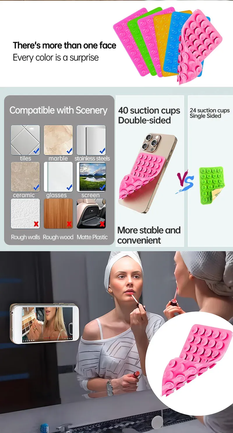 Double-Sided Silicone Sucker Phone Case with Detachable Stand for Hands-Free Selfies & Videos - Universal Fit, Portable Design showcase 13