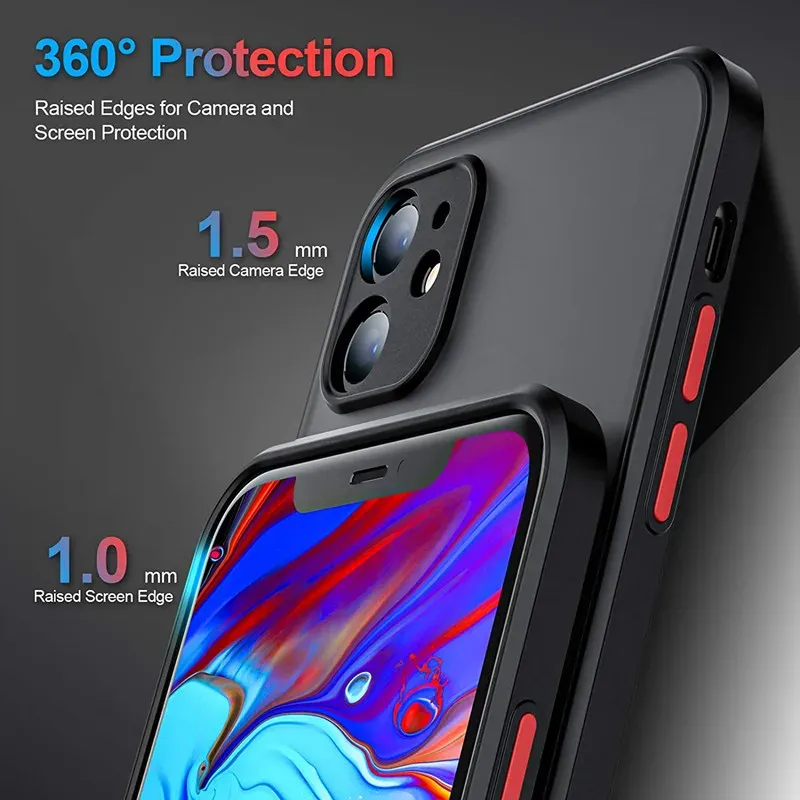 iPhone 15 14 13 12 11 Pro Max Mini XR X XS SE 2020 Shockproof Armor Bumper Case - Silicone Hard Cover for Full Protection showcase 5