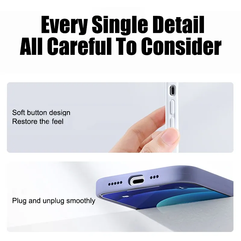 Luxury Liquid Silicone Phone Case for iPhone 11 12 13 14 15 16 Pro Max Plus, Shockproof Protective Cover for Apple Smartphones thumbnail 3