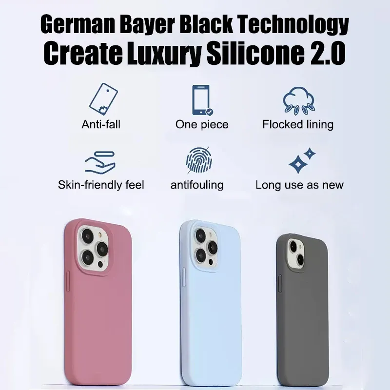 Luxury Liquid Silicone Phone Case for iPhone 11 12 13 14 15 16 Pro Max Plus, Shockproof Protective Cover for Apple Smartphones thumbnail 4