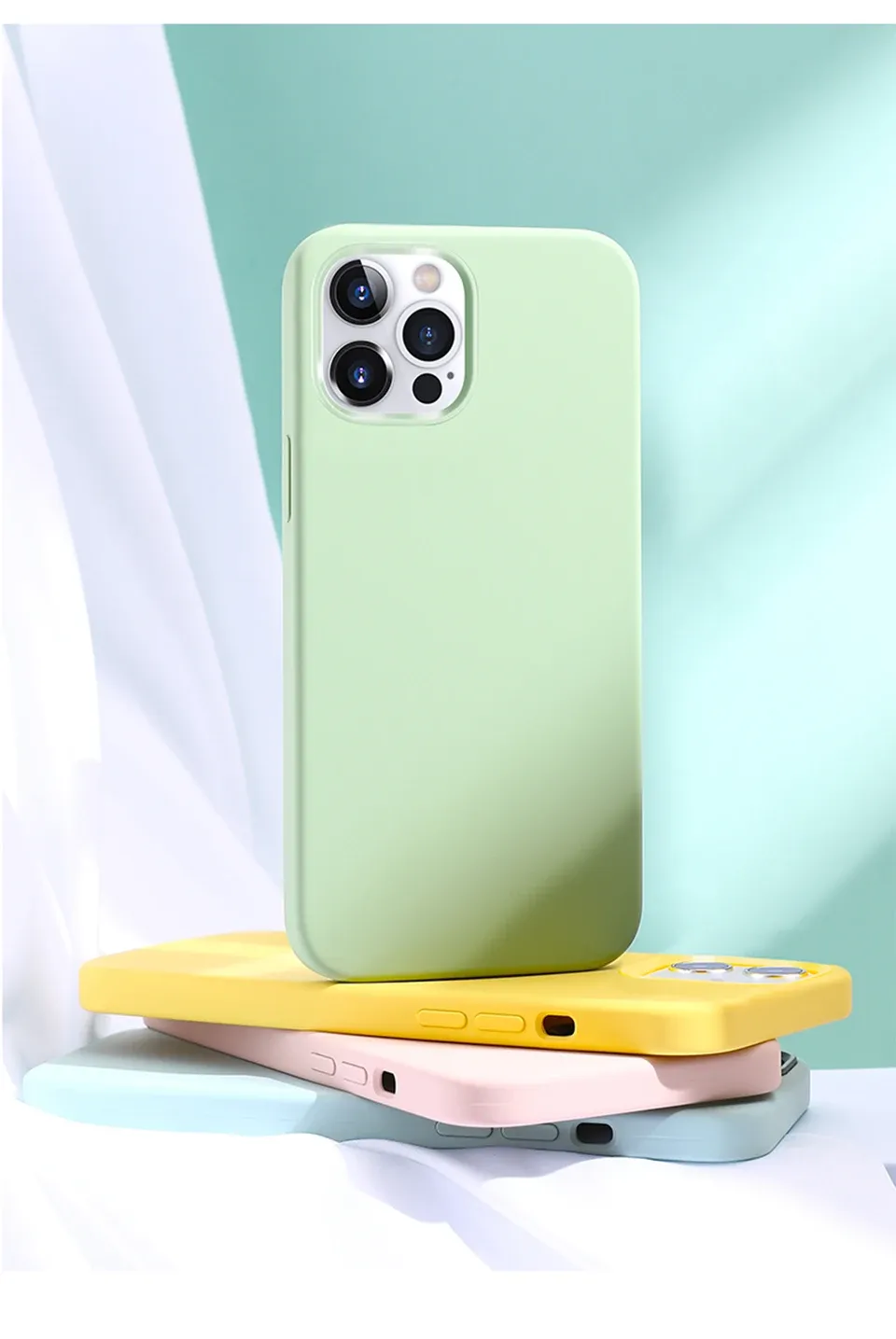 Luxury Liquid Silicone Phone Case for iPhone 11 12 13 14 15 16 Pro Max Plus, Shockproof Protective Cover for Apple Smartphones showcase 10