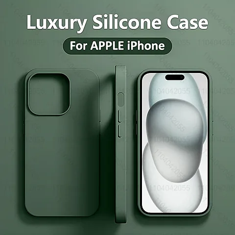Luxury Liquid Silicone Phone Case for iPhone 11 12 13 14 15 16 Pro Max Plus, Shockproof Protective Cover for Apple Smartphones