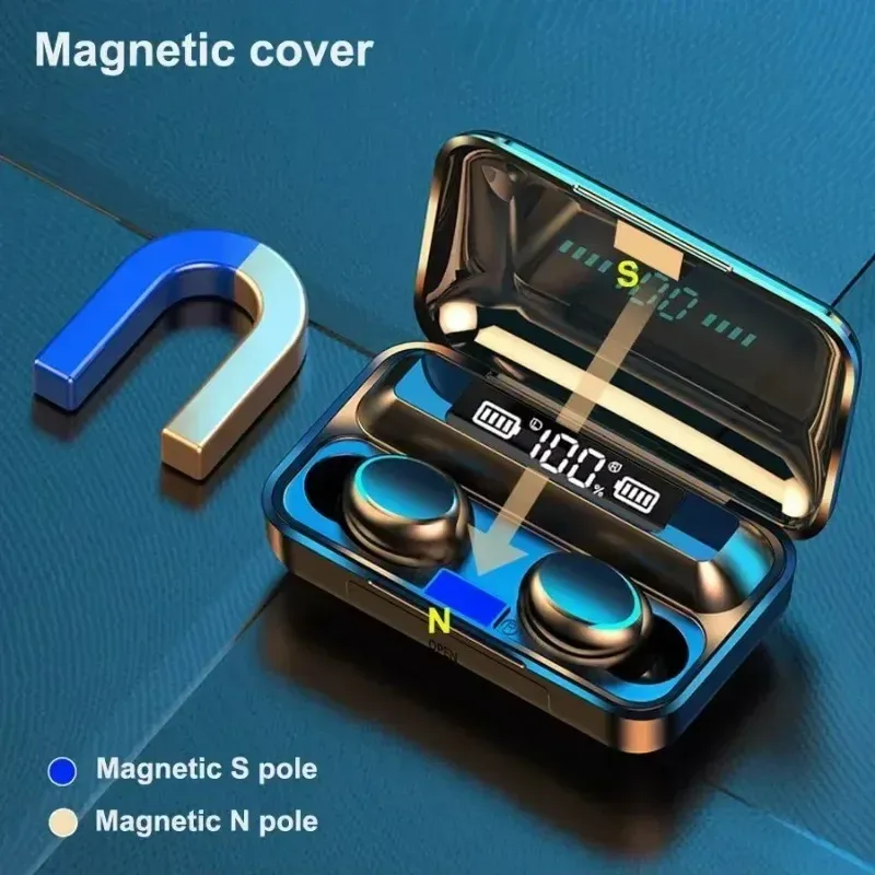 F9 Sport Wireless Earphones Bluetooth 5.1 Stereo Headphones with Noise Reduction, Waterproof Earbuds with Mic, 9D Bass Sound, Touch Control, Charging Case for Running & Fitness thumbnail 2