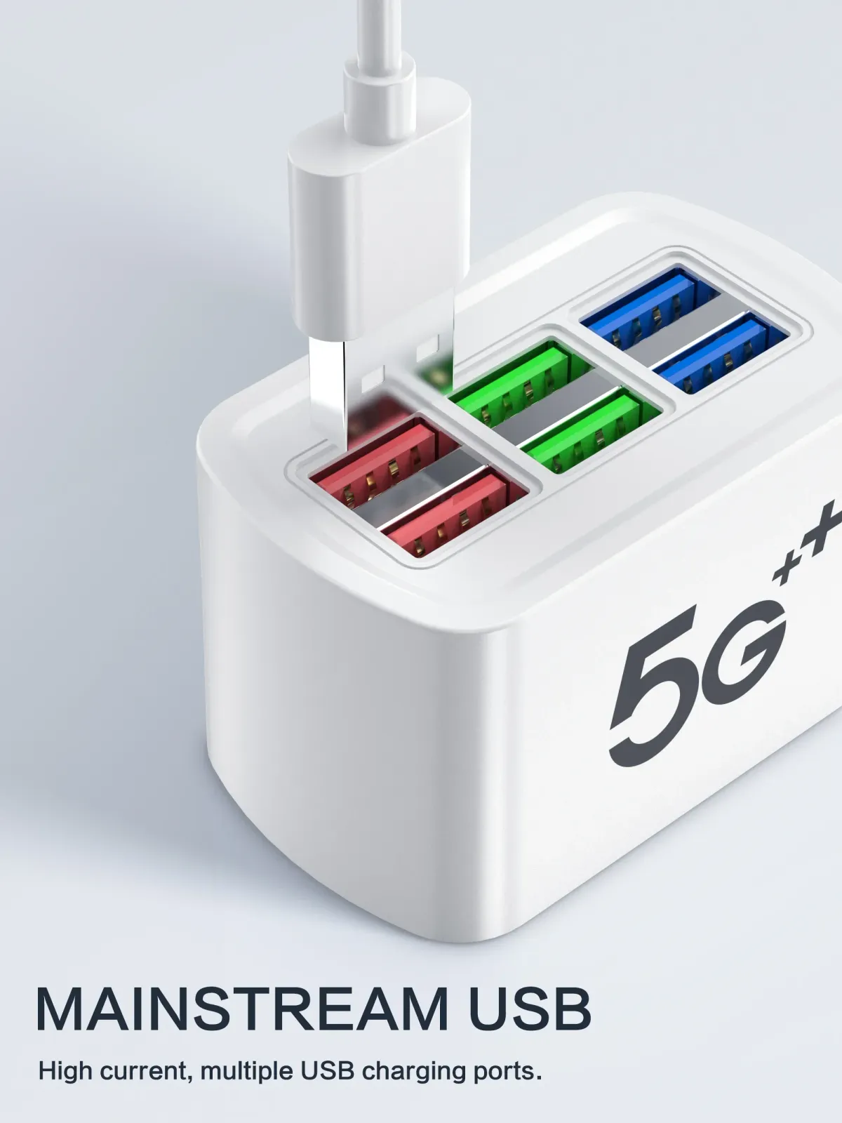 6-in-1 USB Power Strip Desktop Charging Station with 1m Cord, Fast Charging USB Hub Adapter Socket for iPhone, Home & Office Use showcase 7