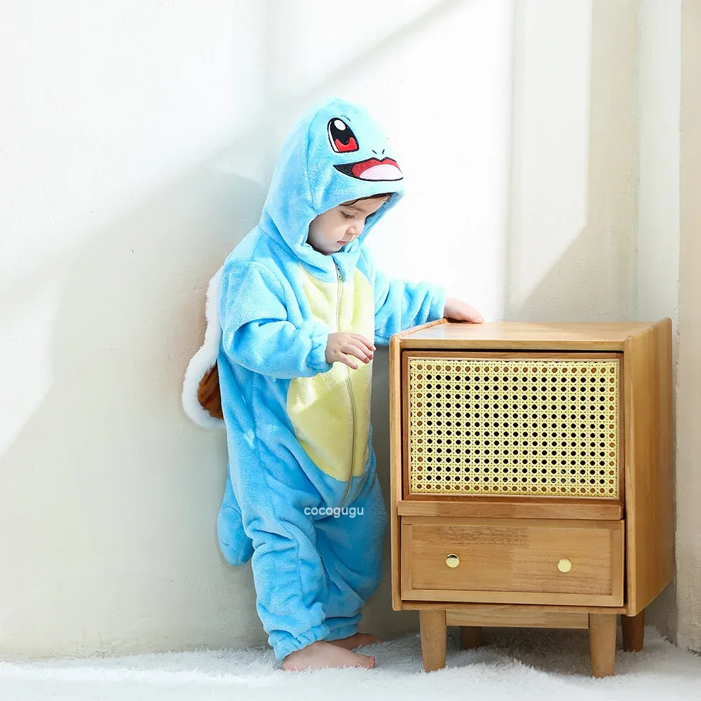 Cute Blue Squirtle Pokemon Baby Romper Costume for Boys and Girls 0-3 Years, Anime Cosplay Kigurumi Pajama Onesie, Perfect for Halloween and Everyday Fun thumbnail 3