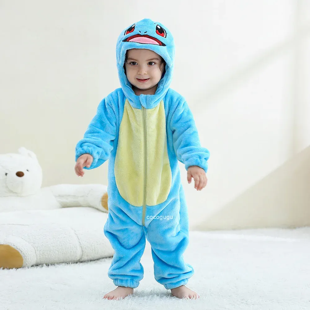 Cute Blue Squirtle Pokemon Baby Romper Costume for Boys and Girls 0-3 Years, Anime Cosplay Kigurumi Pajama Onesie, Perfect for Halloween and Everyday Fun thumbnail 4