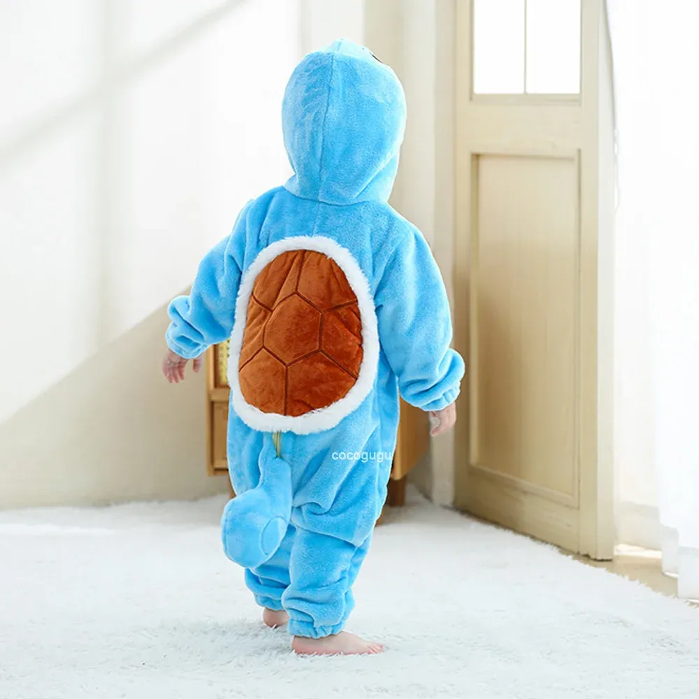 Cute Blue Squirtle Pokemon Baby Romper Costume for Boys and Girls 0-3 Years, Anime Cosplay Kigurumi Pajama Onesie, Perfect for Halloween and Everyday Fun thumbnail 5