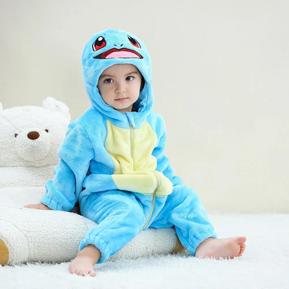 Cute Blue Squirtle Pokemon Baby Romper Costume for Boys and Girls 0-3 Years, Anime Cosplay Kigurumi Pajama Onesie, Perfect for Halloween and Everyday Fun thumbnail 2