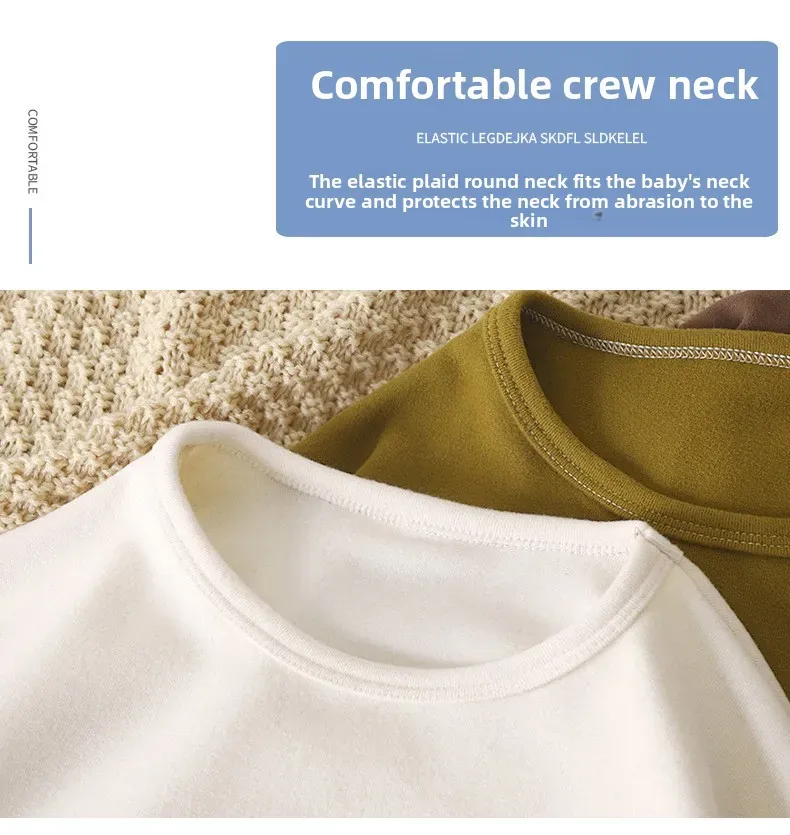 Kids Velvet Lined Long Sleeve Base Shirt for Boys and Girls, Warm Pullover Blouse for Autumn and Winter showcase 5