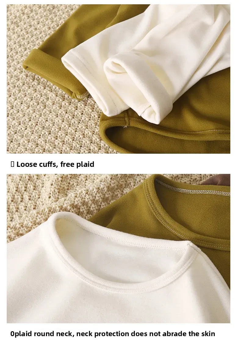Kids Velvet Lined Long Sleeve Base Shirt for Boys and Girls, Warm Pullover Blouse for Autumn and Winter showcase 9