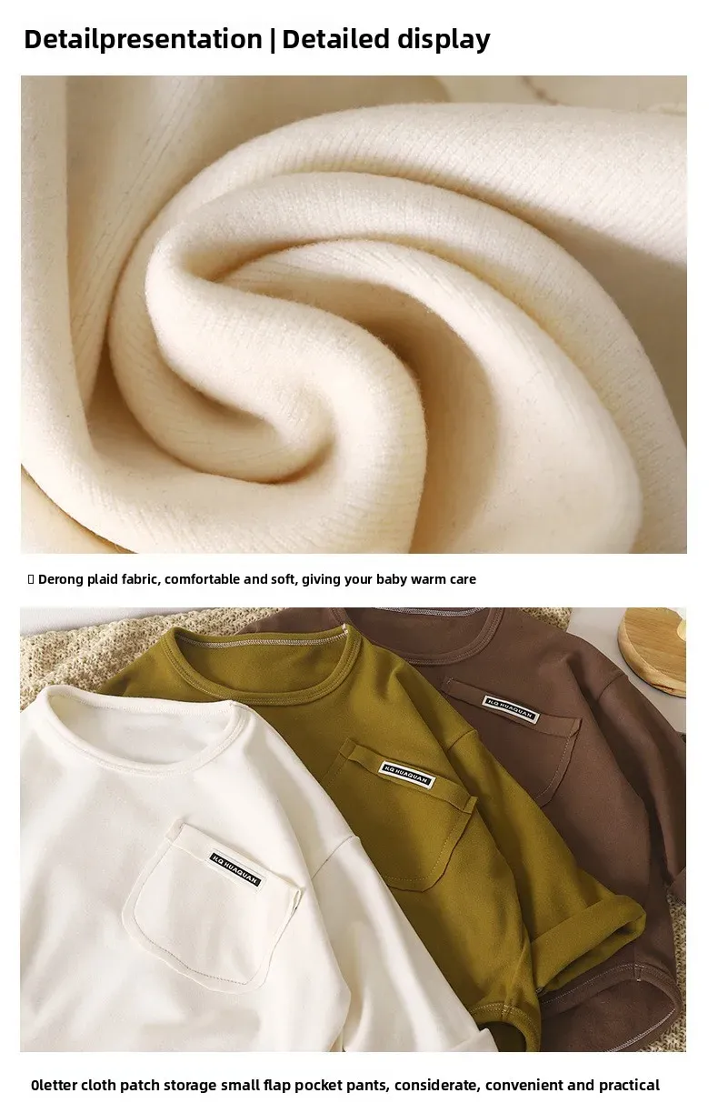 Kids Velvet Lined Long Sleeve Base Shirt for Boys and Girls, Warm Pullover Blouse for Autumn and Winter showcase 10