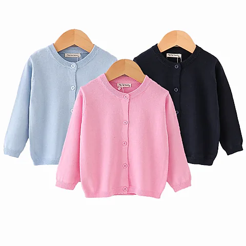 Autumn Girls Baby Casual Cardigan Coat, Solid Open Stitch Boys Soft Knit Jacket, Toddler Full Sleeve Sweaters for Children
