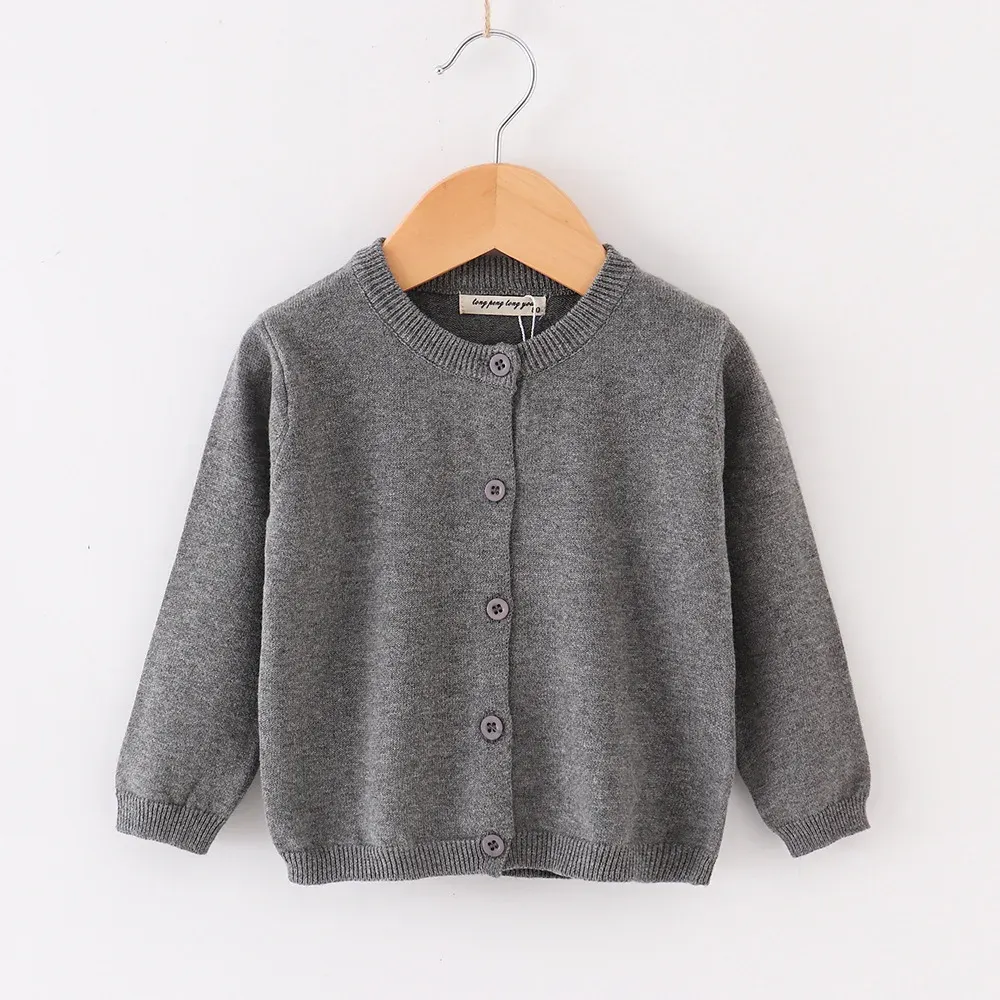 Autumn Girls Baby Casual Cardigan Coat, Solid Open Stitch Boys Soft Knit Jacket, Toddler Full Sleeve Sweaters for Children thumbnail 4