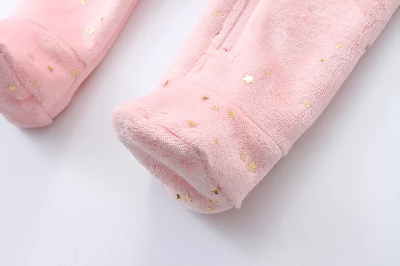 Newborn Baby Flannel Romper Soft Warm Autumn Winter Bodysuit for Boys & Girls, Cute Cartoon Print Jumpsuit, Hooded Design for Extra Warmth, Ages 0-19 Months showcase 15