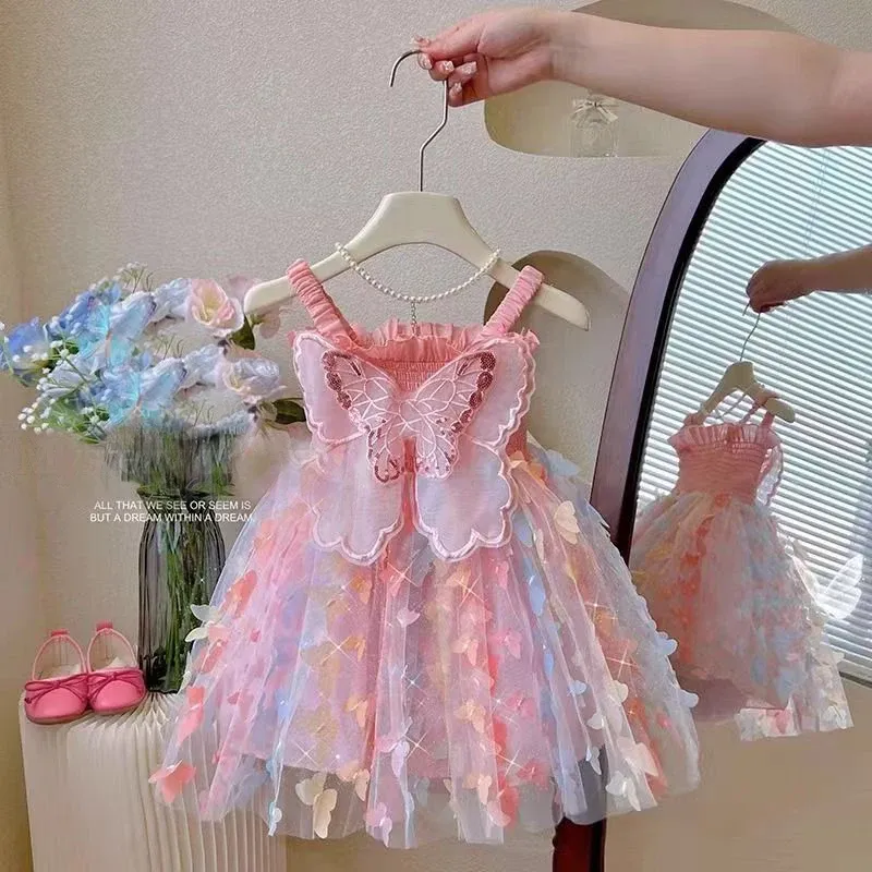 Baby Girls Butterfly Wing Party Dress - Sweet Summer Toddler Costume for Birthdays & Special Occasions showcase 3