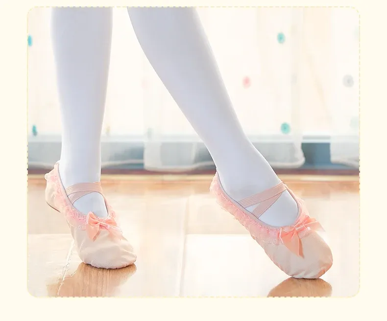 Girls Toddler Ballet Dance Shoes - Lace Canvas Slip-On Flats with Suede Sole for Dancing, Soft & Breathable for Young Performers showcase 11