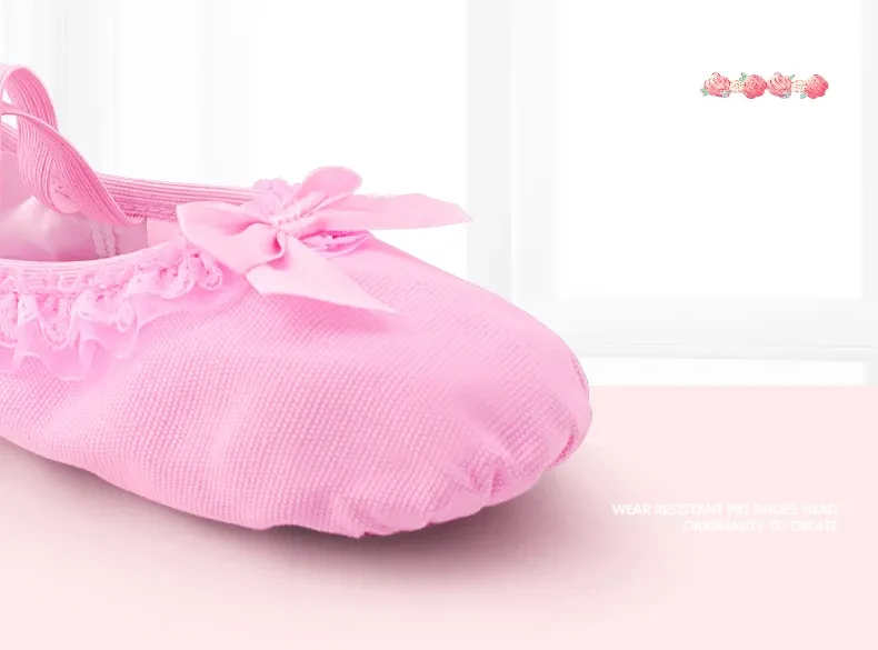 Girls Toddler Ballet Dance Shoes - Lace Canvas Slip-On Flats with Suede Sole for Dancing, Soft & Breathable for Young Performers showcase 5