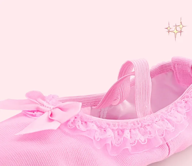 Girls Toddler Ballet Dance Shoes - Lace Canvas Slip-On Flats with Suede Sole for Dancing, Soft & Breathable for Young Performers showcase 6