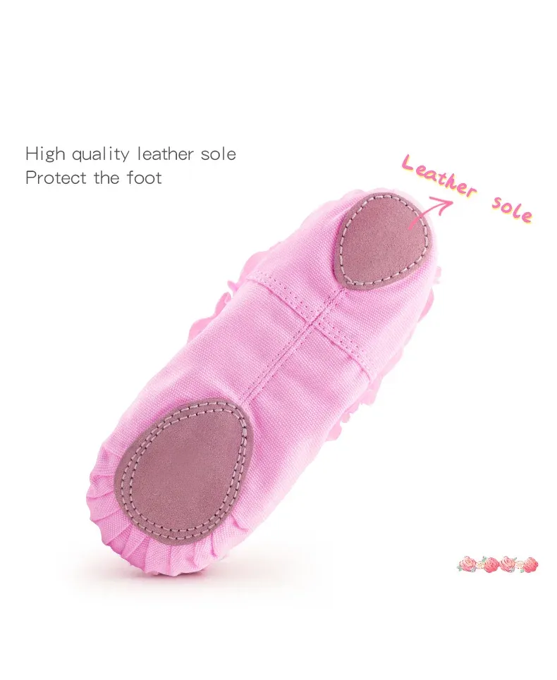 Girls Toddler Ballet Dance Shoes - Lace Canvas Slip-On Flats with Suede Sole for Dancing, Soft & Breathable for Young Performers showcase 13