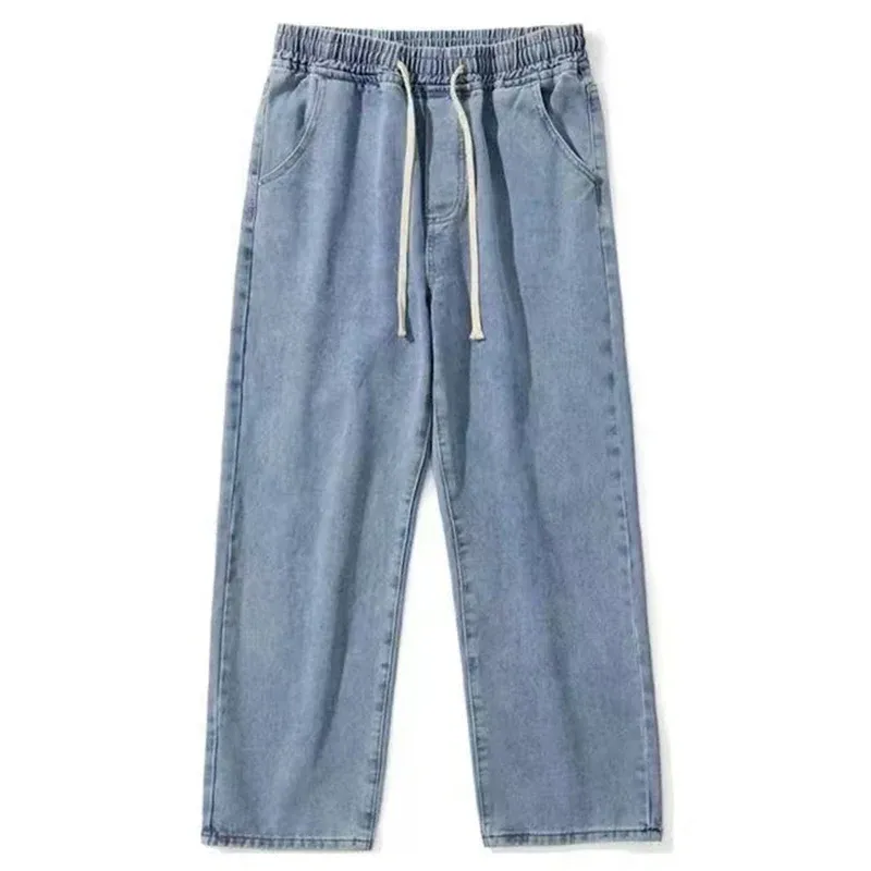 Men's Vintage Loose Fit Wide Leg Denim Cargo Jeans - Designer Star Print Streetwear Fashion Pants thumbnail 6