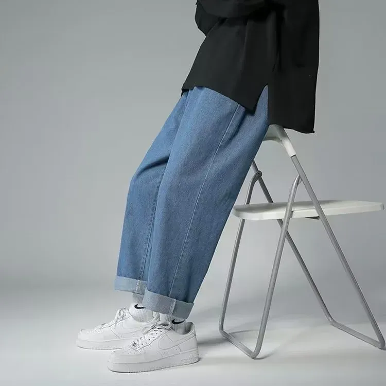 Men's Vintage Loose Fit Wide Leg Denim Cargo Jeans - Designer Star Print Streetwear Fashion Pants showcase 14