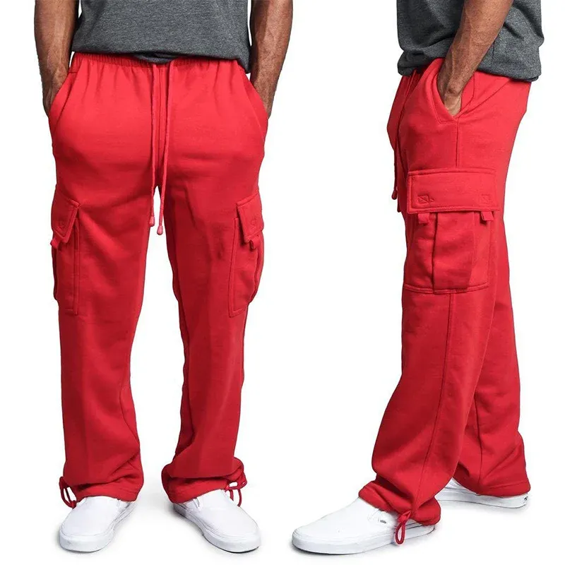 Men's Loose Fit Cargo Sweatpants with Drawstring Pockets - Hip Hop Streetwear Jogging Trousers for Sports & Casual Wear showcase 14