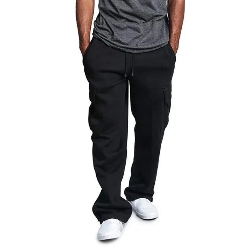 Men's Loose Fit Cargo Sweatpants with Drawstring Pockets - Hip Hop Streetwear Jogging Trousers for Sports & Casual Wear thumbnail 2