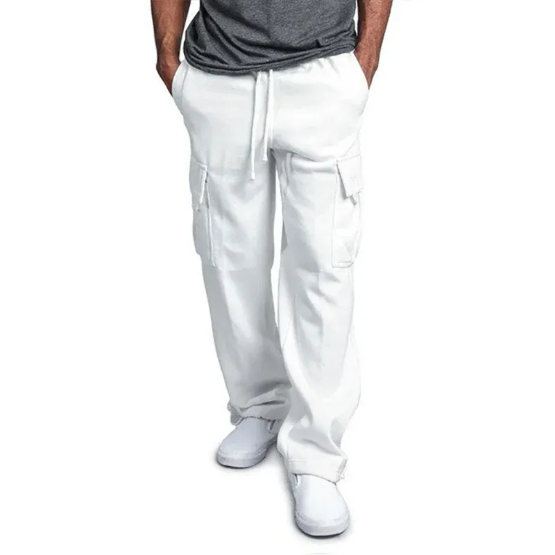 Men's Loose Fit Cargo Sweatpants with Drawstring Pockets - Hip Hop Streetwear Jogging Trousers for Sports & Casual Wear thumbnail 4