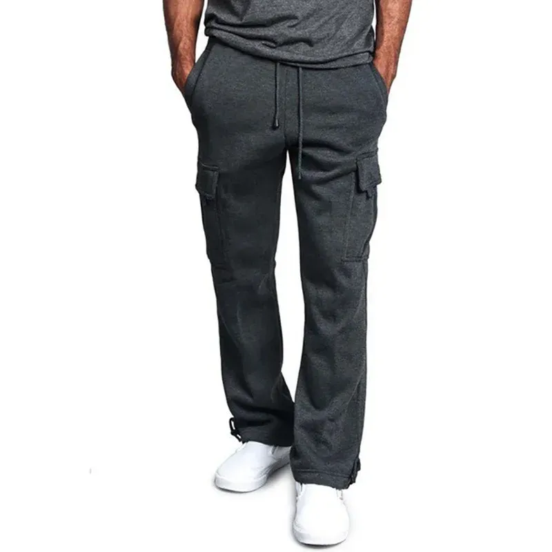 Men's Loose Fit Cargo Sweatpants with Drawstring Pockets - Hip Hop Streetwear Jogging Trousers for Sports & Casual Wear thumbnail 3