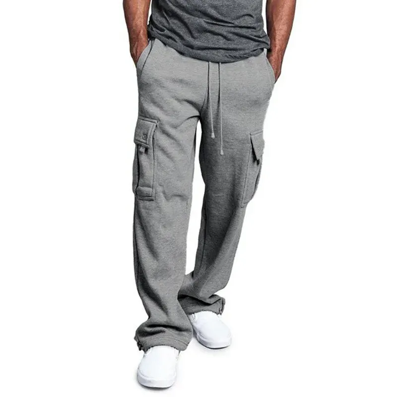 Men's Loose Fit Cargo Sweatpants with Drawstring Pockets - Hip Hop Streetwear Jogging Trousers for Sports & Casual Wear thumbnail 6