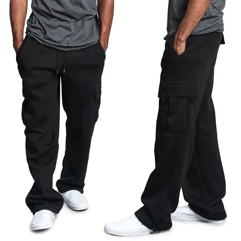Men's Loose Fit Cargo Sweatpants with Drawstring Pockets - Hip Hop Streetwear Jogging Trousers for Sports & Casual Wear showcase 11