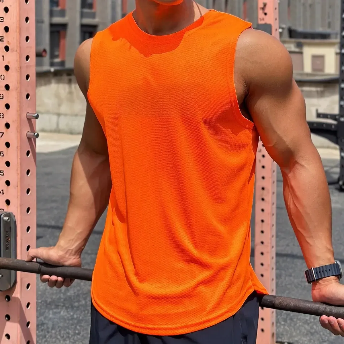 Men's Quick Dry Sleeveless Vest - Summer Sports Fitness Running Swimming Mesh Shirt thumbnail 3