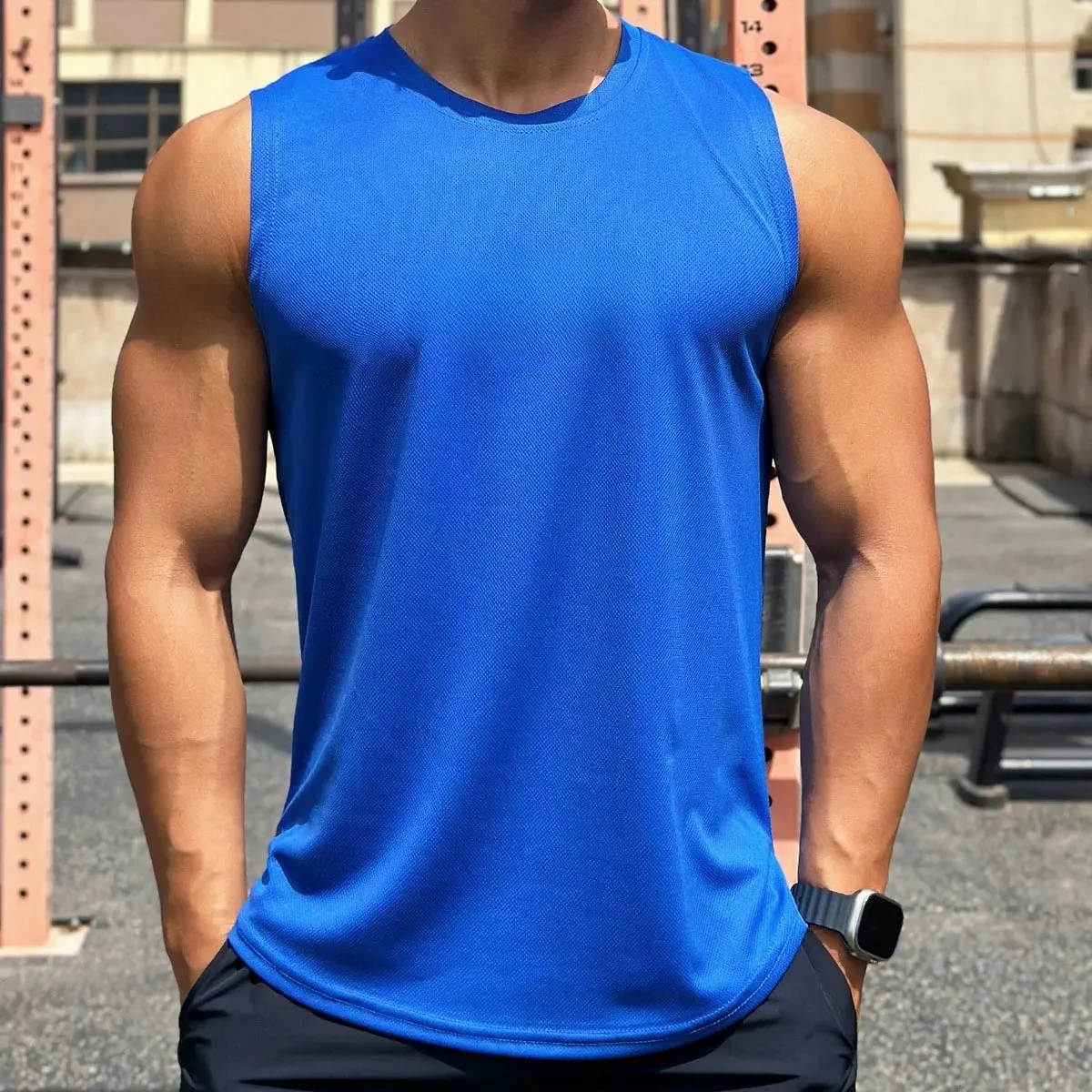 Men's Quick Dry Sleeveless Vest - Summer Sports Fitness Running Swimming Mesh Shirt thumbnail 4