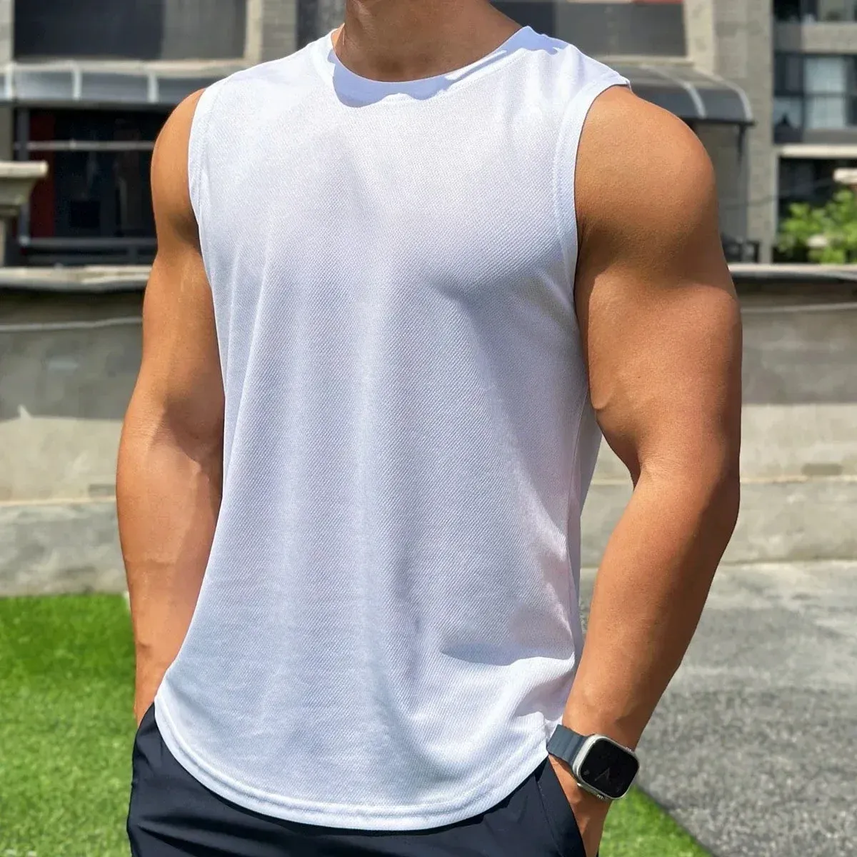 Men's Quick Dry Sleeveless Vest - Summer Sports Fitness Running Swimming Mesh Shirt showcase 5