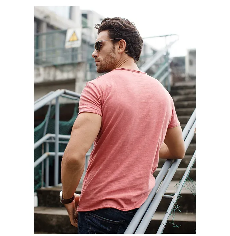 100% Cotton Men's Casual T-Shirt, Soft & Breathable Short Sleeve O-Neck Tee for Summer Fitness and Home Wear showcase 8