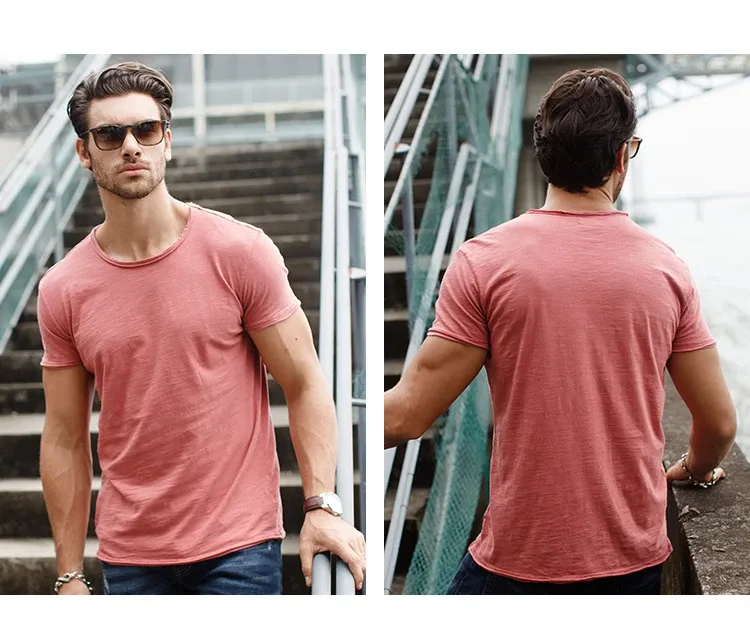 100% Cotton Men's Casual T-Shirt, Soft & Breathable Short Sleeve O-Neck Tee for Summer Fitness and Home Wear showcase 12